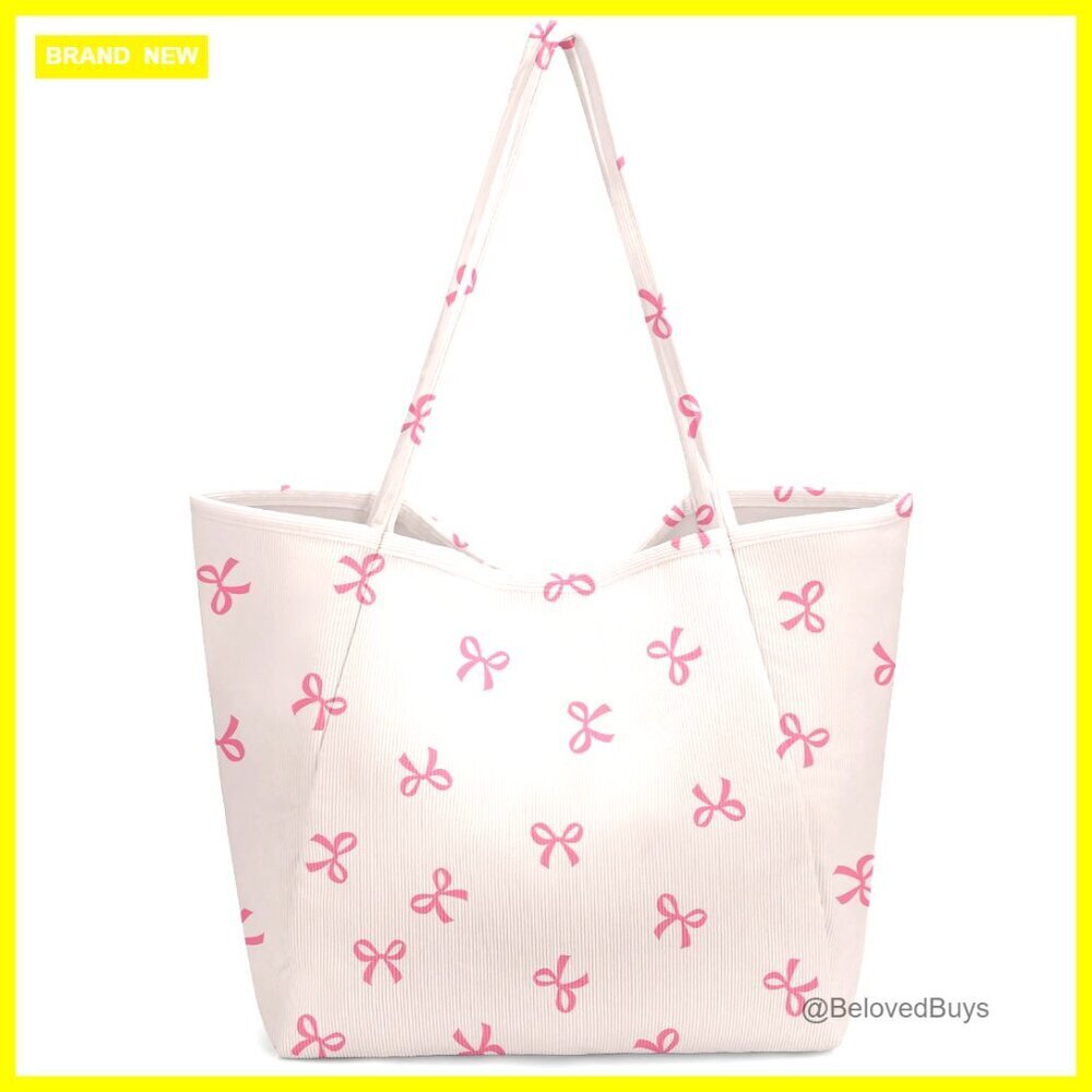 Large Corduroy Tote Bag for Women Travel Gym Work Lunch Beach